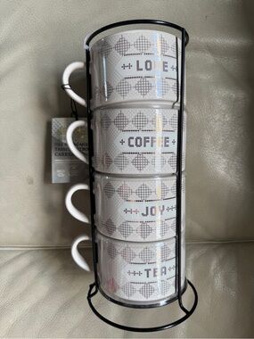 Thyme & Table Set of 4 Bistro Stackable Coffee Mugs,
